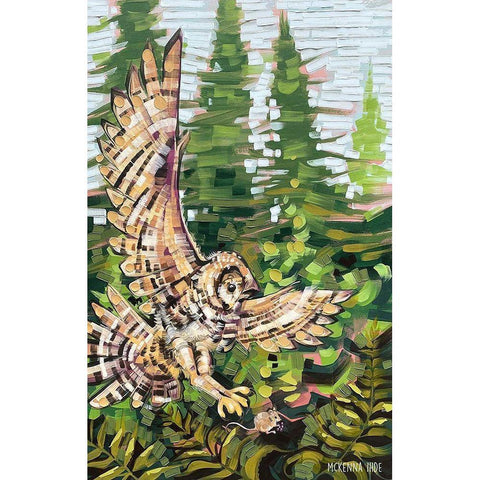 Spotted Owl and Mouse White Modern Wood Framed Art Print by Ihde, McKenna