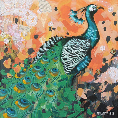 Proud as a Peacock Gold Ornate Wood Framed Art Print with Double Matting by Ihde, McKenna