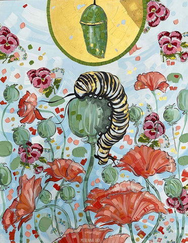 Evolve White Modern Wood Framed Art Print with Double Matting by Ihde, McKenna