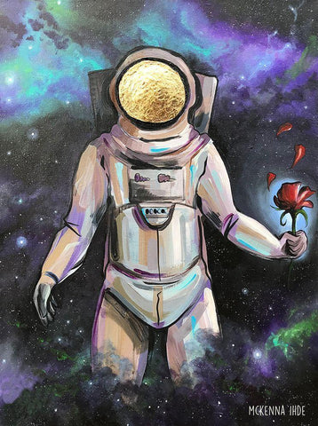 Moonman II White Modern Wood Framed Art Print with Double Matting by Ihde, McKenna