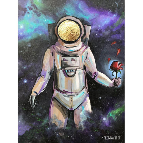 Moonman II Black Modern Wood Framed Art Print with Double Matting by Ihde, McKenna