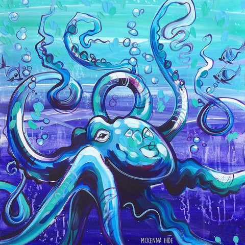 Octo II Black Modern Wood Framed Art Print with Double Matting by Ihde, McKenna