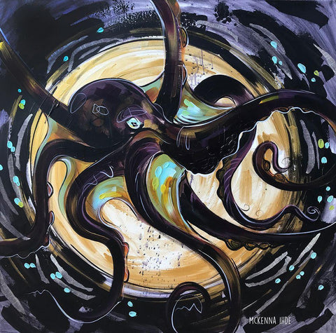 Grunge Octo Black Ornate Wood Framed Art Print with Double Matting by Ihde, McKenna