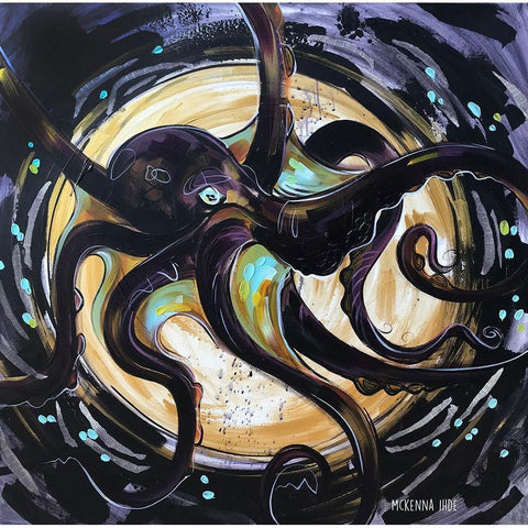 Grunge Octo Black Modern Wood Framed Art Print by Ihde, McKenna