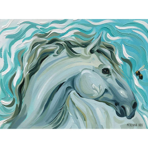 Horse and Bumble Bee Black Modern Wood Framed Art Print with Double Matting by Ihde, McKenna