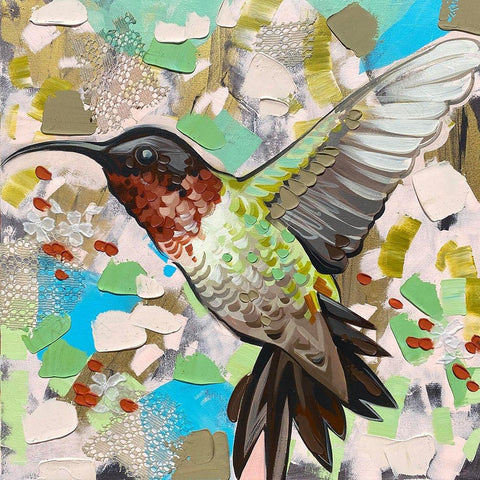 Hummingbird IV Black Modern Wood Framed Art Print with Double Matting by Ihde, McKenna