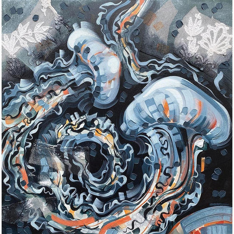 Two Jellies Black Modern Wood Framed Art Print with Double Matting by Ihde, McKenna