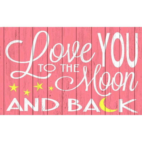 Love You to the Moon - Pink Black Modern Wood Framed Art Print with Double Matting by For the Soul, Words