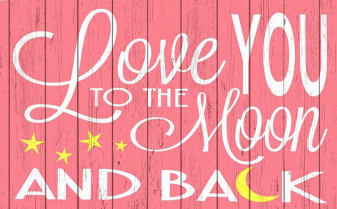 Love You to the Moon - Pink White Modern Wood Framed Art Print with Double Matting by For the Soul, Words