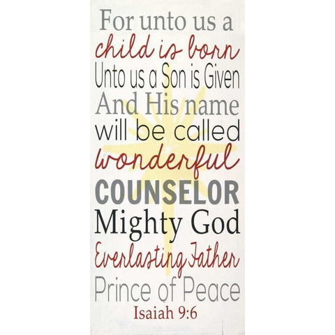 For Unto Us White Modern Wood Framed Art Print by Words for the Soul