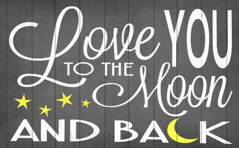 Love You to the Moon Black Ornate Wood Framed Art Print with Double Matting by Words for the Soul
