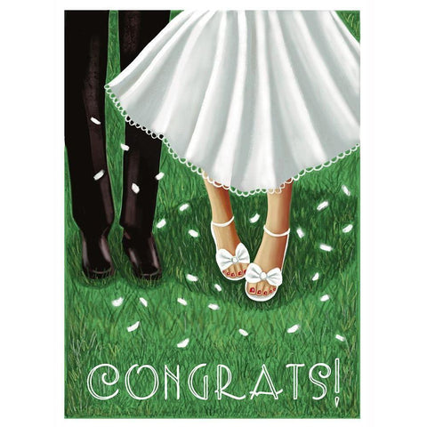 Congrats Wedding Black Modern Wood Framed Art Print with Double Matting by Tyndall, Elizabeth