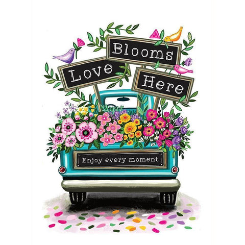 Love Blooms Here Black Modern Wood Framed Art Print with Double Matting by Tyndall, Elizabeth