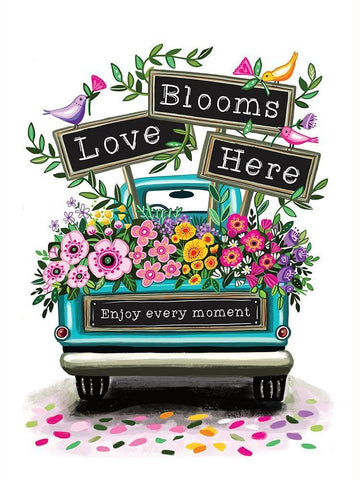 Love Blooms Here White Modern Wood Framed Art Print with Double Matting by Tyndall, Elizabeth