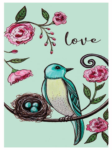 Love Bird White Modern Wood Framed Art Print with Double Matting by Tyndall, Elizabeth