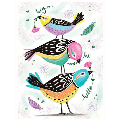 Hello Birds White Modern Wood Framed Art Print by Tyndall, Elizabeth