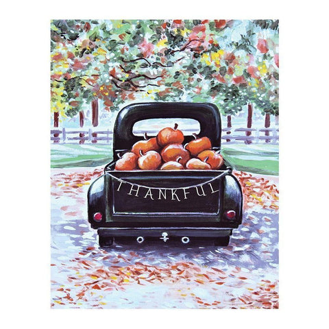 Thankful Fall Truck White Modern Wood Framed Art Print by Tyndall, Elizabeth