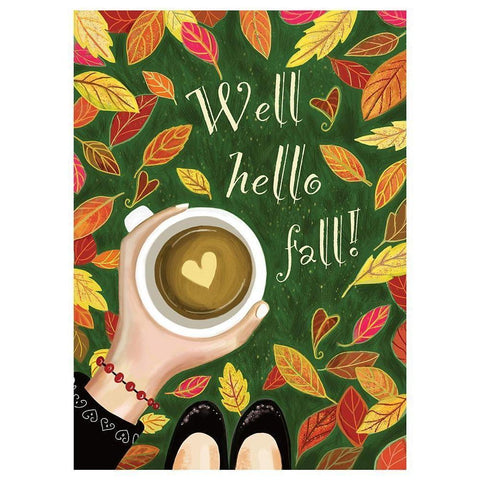 Well, Hello Fall Black Modern Wood Framed Art Print with Double Matting by Tyndall, Elizabeth