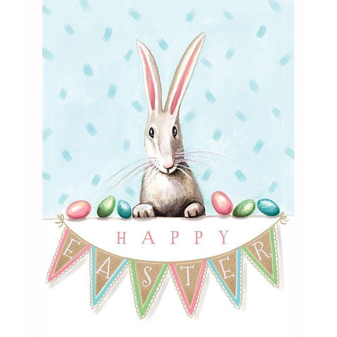 Easter Banner Bunny White Modern Wood Framed Art Print by Tyndall, Elizabeth