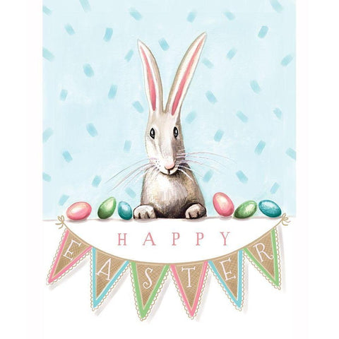 Easter Banner Bunny Black Modern Wood Framed Art Print with Double Matting by Tyndall, Elizabeth