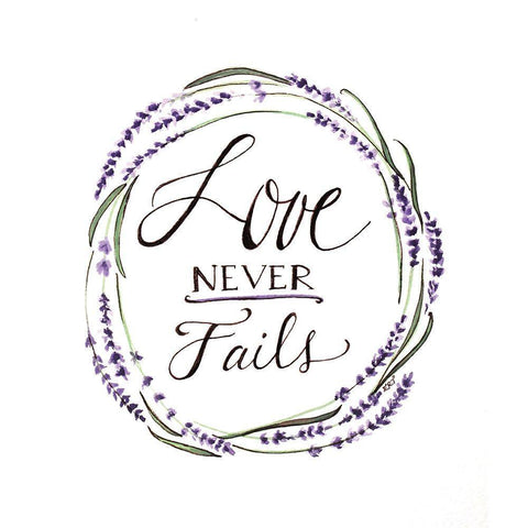 Love Never Fails Black Ornate Wood Framed Art Print with Double Matting by Tyndall, Elizabeth