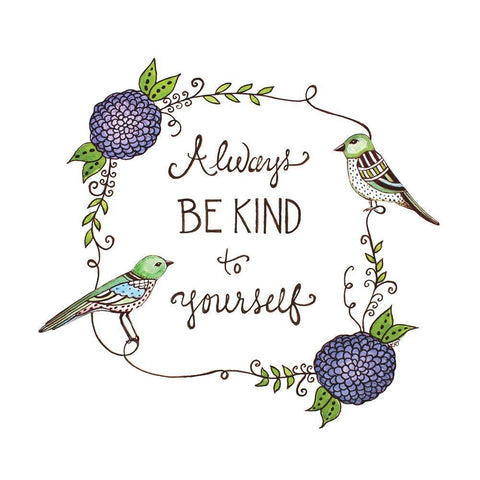 Be Kind to Yourself White Modern Wood Framed Art Print with Double Matting by Tyndall, Elizabeth