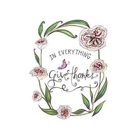 In Everything Give Thanks White Modern Wood Framed Art Print by Tyndall, Elizabeth