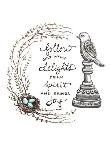 Follow What Delights Black Ornate Wood Framed Art Print with Double Matting by Tyndall, Elizabeth