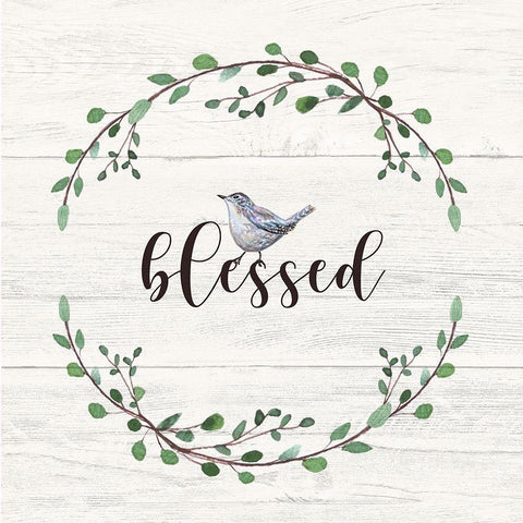 Blessed Sign Black Ornate Wood Framed Art Print with Double Matting by Tyndall, Elizabeth