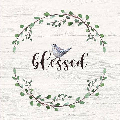 Blessed Sign Black Modern Wood Framed Art Print with Double Matting by Tyndall, Elizabeth