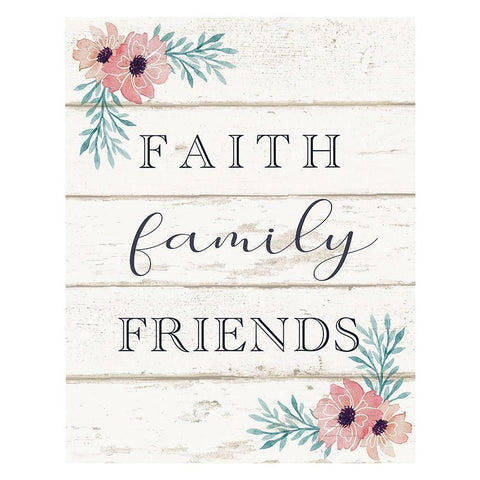 Faith, Family, Friends Black Modern Wood Framed Art Print with Double Matting by Tyndall, Elizabeth