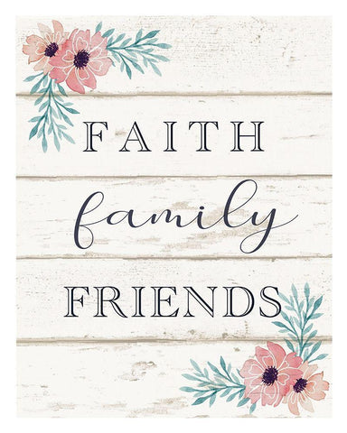 Faith, Family, Friends Black Ornate Wood Framed Art Print with Double Matting by Tyndall, Elizabeth