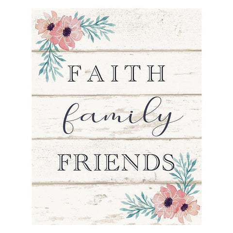 Faith, Family, Friends Gold Ornate Wood Framed Art Print with Double Matting by Tyndall, Elizabeth