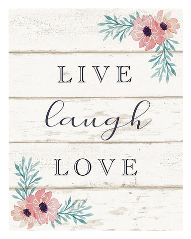 Live, Laugh, Love Black Ornate Wood Framed Art Print with Double Matting by Tyndall, Elizabeth