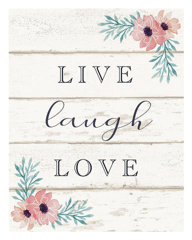 Live, Laugh, Love White Modern Wood Framed Art Print with Double Matting by Tyndall, Elizabeth