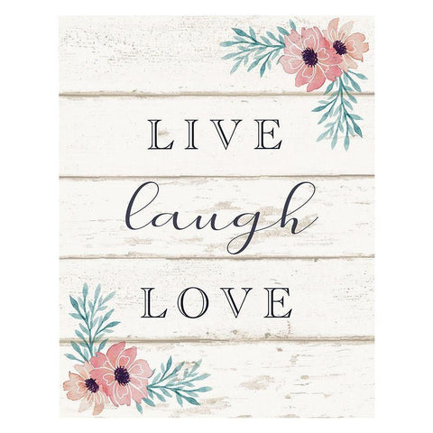Live, Laugh, Love Gold Ornate Wood Framed Art Print with Double Matting by Tyndall, Elizabeth