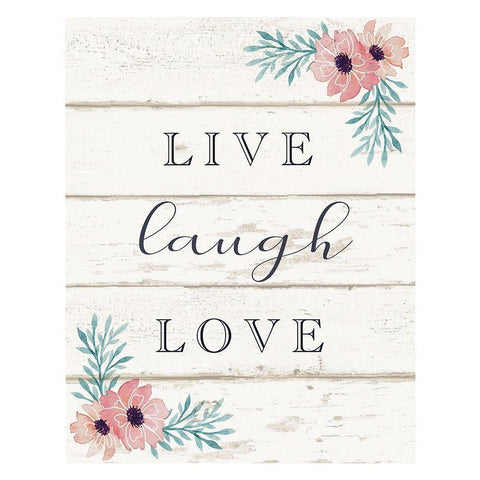 Live, Laugh, Love Black Modern Wood Framed Art Print by Tyndall, Elizabeth