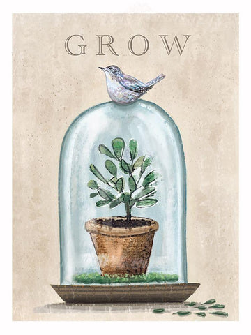 Grow Terrarium White Modern Wood Framed Art Print with Double Matting by Tyndall, Elizabeth