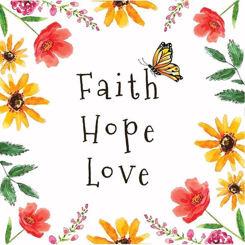 Faith, Hope, Love Gold Ornate Wood Framed Art Print with Double Matting by Tyndall, Elizabeth