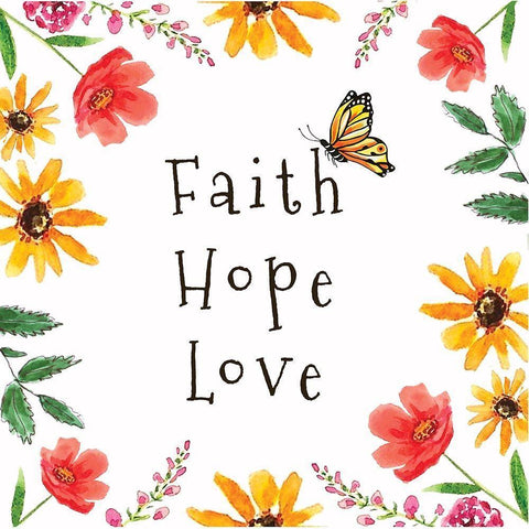 Faith, Hope, Love Black Ornate Wood Framed Art Print with Double Matting by Tyndall, Elizabeth