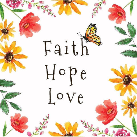 Faith, Hope, Love Black Modern Wood Framed Art Print with Double Matting by Tyndall, Elizabeth