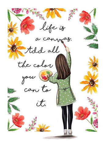 Life is a Colorful Canvas White Modern Wood Framed Art Print with Double Matting by Tyndall, Elizabeth