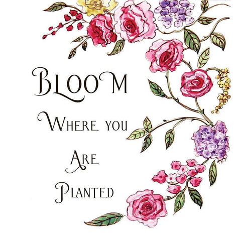 Bloom Where Youre Planted White Modern Wood Framed Art Print by Tyndall, Elizabeth