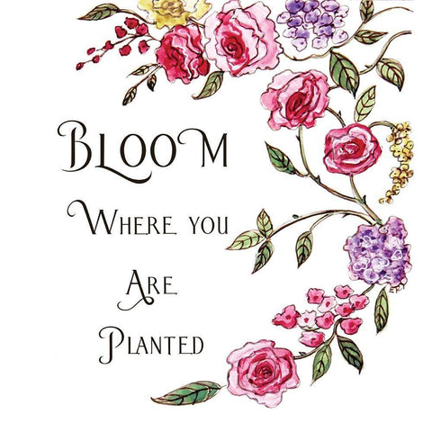 Bloom Where Youre Planted Black Ornate Wood Framed Art Print with Double Matting by Tyndall, Elizabeth