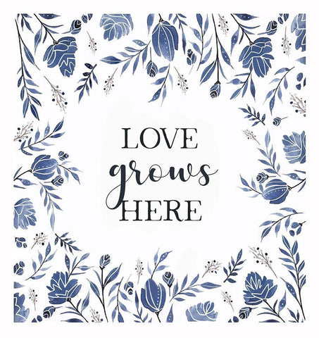 Love Grows Here White Modern Wood Framed Art Print with Double Matting by Tyndall, Elizabeth
