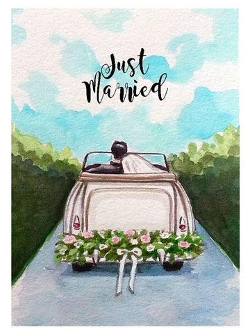 Just Married White Modern Wood Framed Art Print with Double Matting by Tyndall, Elizabeth