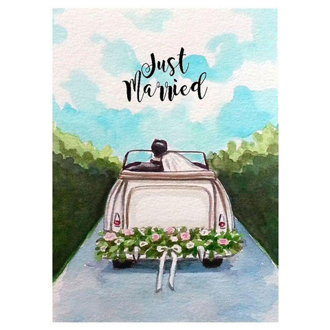 Just Married Black Modern Wood Framed Art Print by Tyndall, Elizabeth