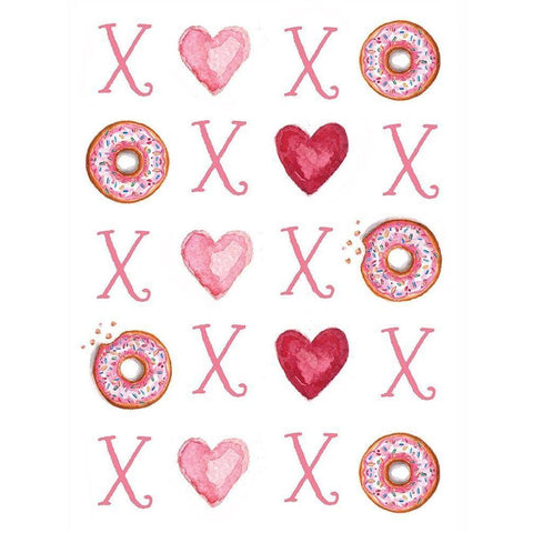 Donuts, Hearts and Hugs White Modern Wood Framed Art Print by Tyndall, Elizabeth