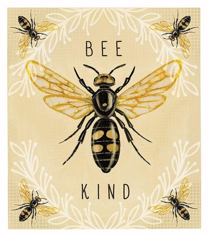 Bee Kind White Modern Wood Framed Art Print with Double Matting by Tyndall, Elizabeth