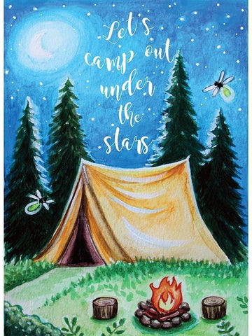Camp Out White Modern Wood Framed Art Print with Double Matting by Tyndall, Elizabeth